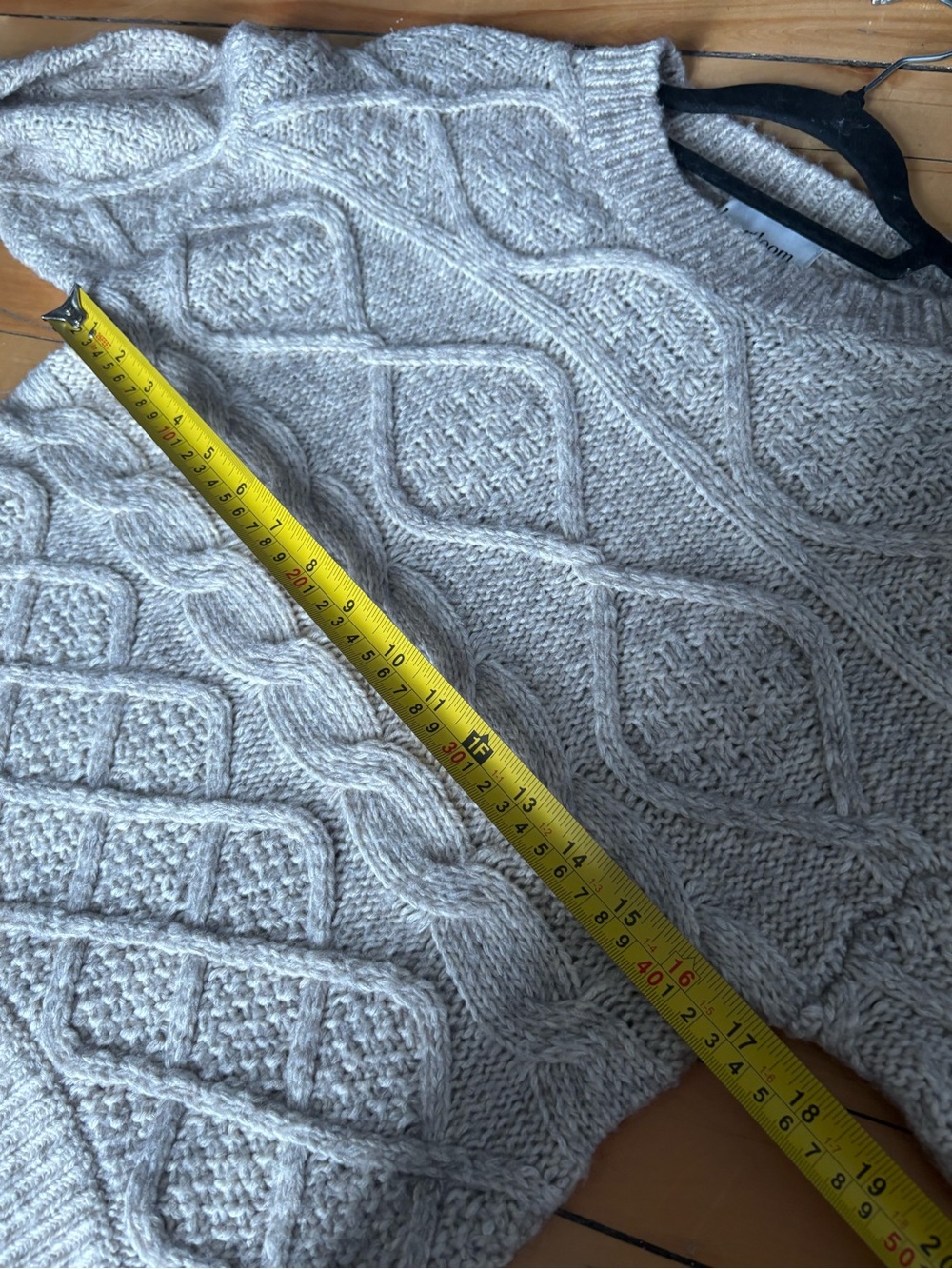 Heartloom Sz S Cotton Wool Cream Cable Knit Faux Leather Details Sweater - Picture 8 of 8